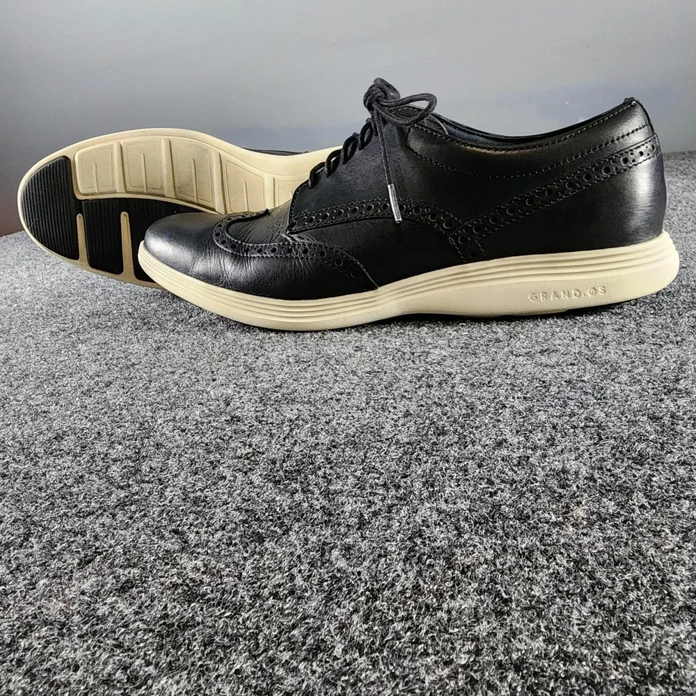 Cole Haan Grand.OS ZeroGrand Mens Black Leather Wingtip Oxford Shoes 11.5M - Picture 2 of 9